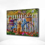 Malen nach Zahlen Fahrrad und Hunde