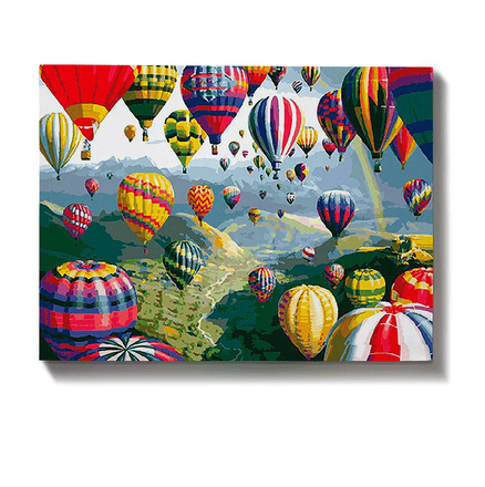 Malen nach Zahlen - Heißluftballon über dem Waldfluss Malen nach Zahlen - Heißluftballon über dem Waldfluss