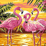 Malen nach Zahlen Flamingo Sonnenuntergang