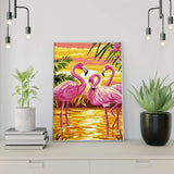 Malen nach Zahlen Flamingos mit Sonnenuntergang