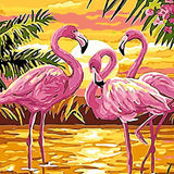 Malen nach Zahlen Flamingos mit Sonnenuntergang