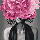 Malen nach Zahlen Frau mit lila Blume