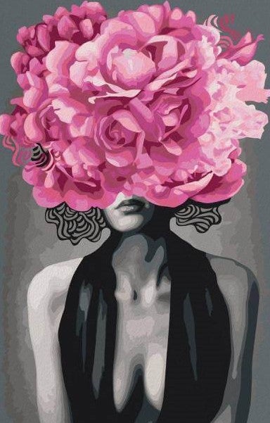 Malen nach Zahlen Frau mit lila Blume