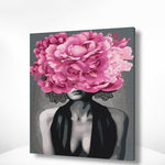 Malen nach Zahlen Frau mit lila Blume