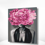 Malen nach Zahlen Frau mit lila Blume