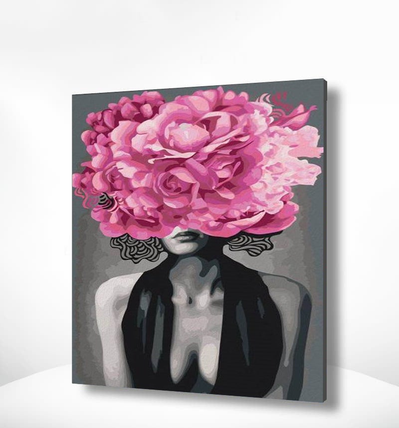 Malen nach Zahlen Frau mit lila Blume