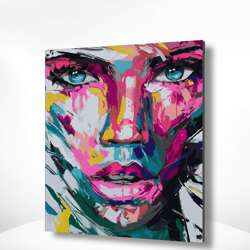 Malen nach Zahlen Frau mit rosa Farben