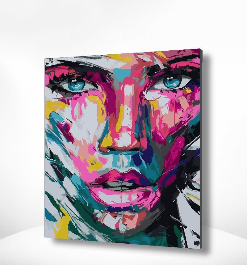 Malen nach Zahlen Frau mit rosa Farben