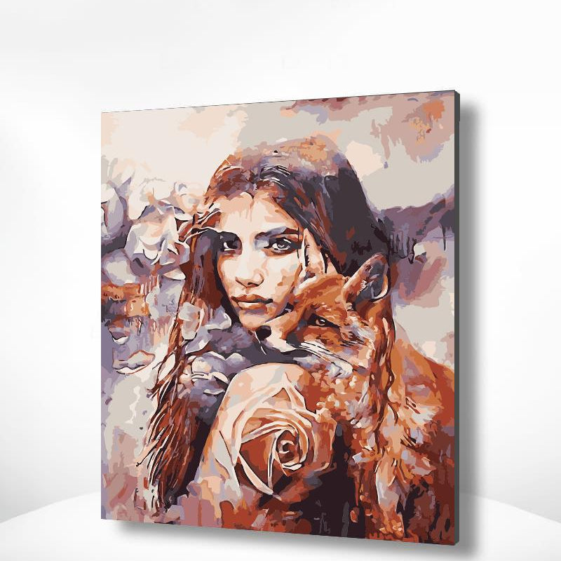 Malen nach Zahlen Frau und Fuchs