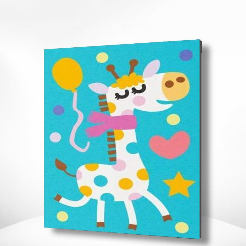 Malen nach Zahlen Giraffe mit Luftballon