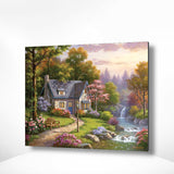 Malen nach Zahlen Haus mit Bank