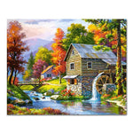 Malen nach Zahlen Haus mit Wassermühle