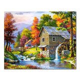 Malen nach Zahlen Haus mit Wassermühle