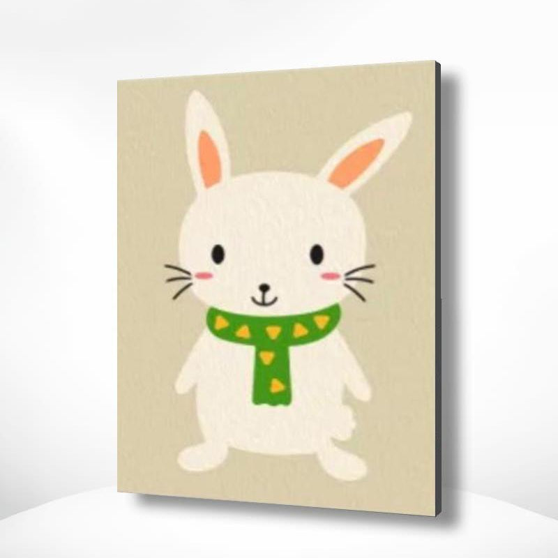 Malen nach Zahlen Kaninchen mit grünem Halstuch