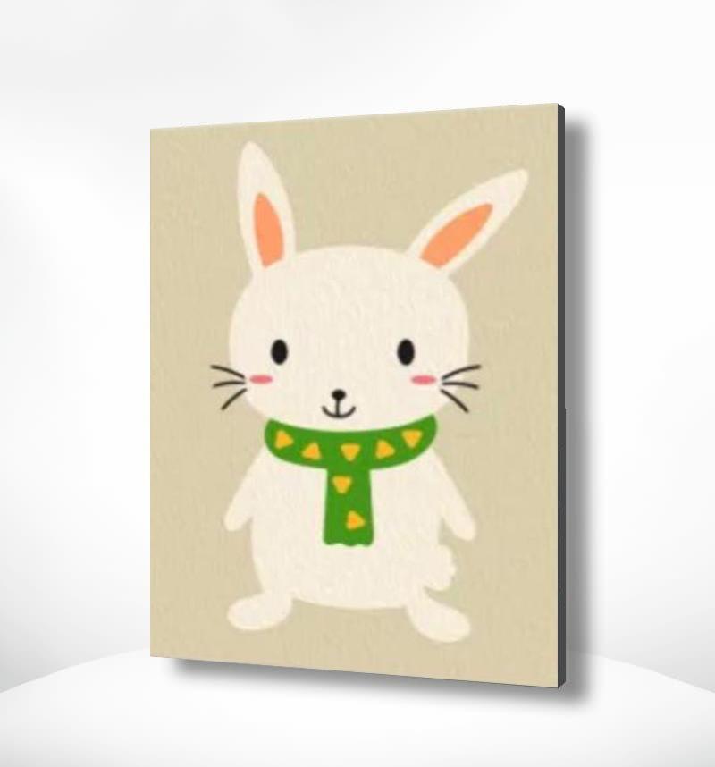 Malen nach Zahlen Kaninchen mit grünem Halstuch