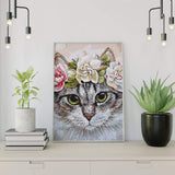 Malen nach Zahlen Katze mit Blumen