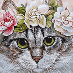 Malen nach Zahlen Katze mit Blumen