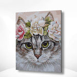 Malen nach Zahlen Katze mit Blumen