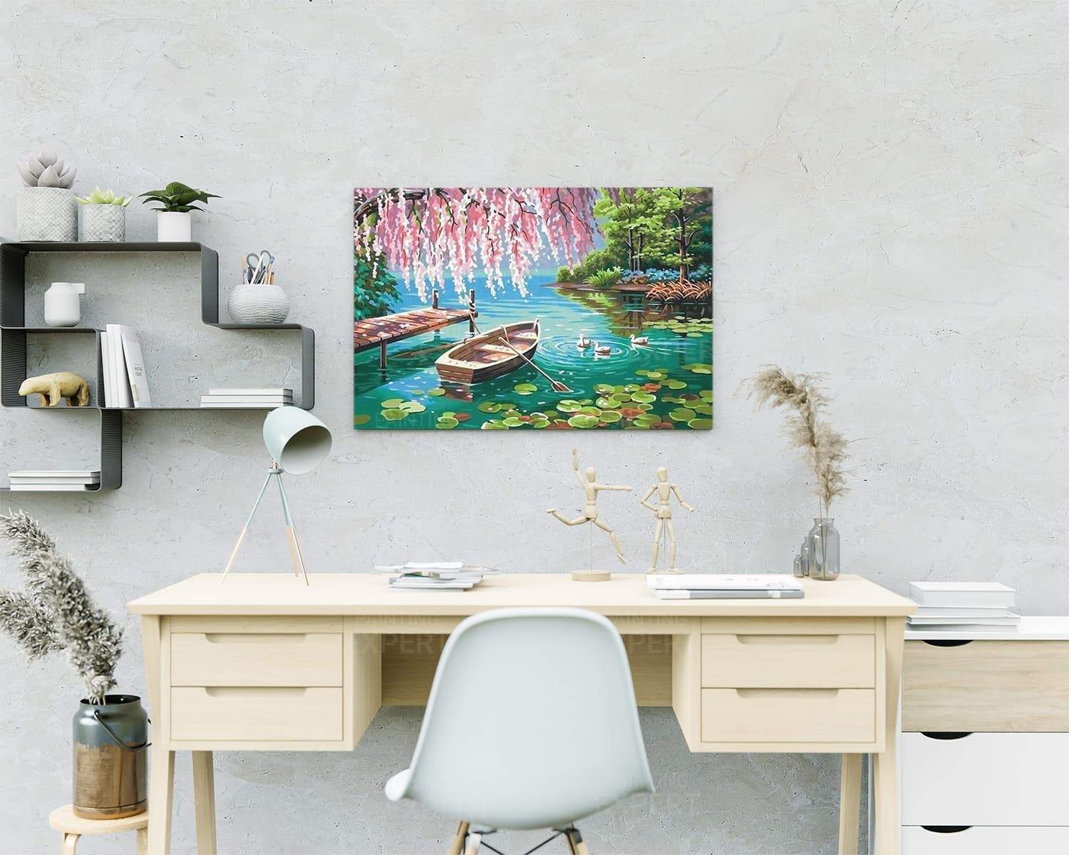 Malen nach Zahlen Landschaft Wasser und Boot