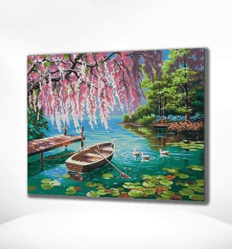 Malen nach Zahlen Landschaft Wasser und Boot