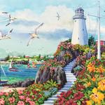 Malen nach Zahlen Leuchtturm mit Vögeln