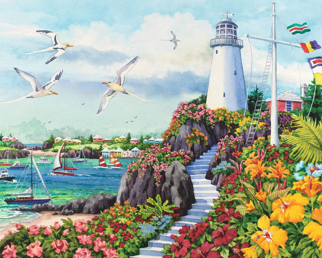 Malen nach Zahlen Leuchtturm mit Vögeln