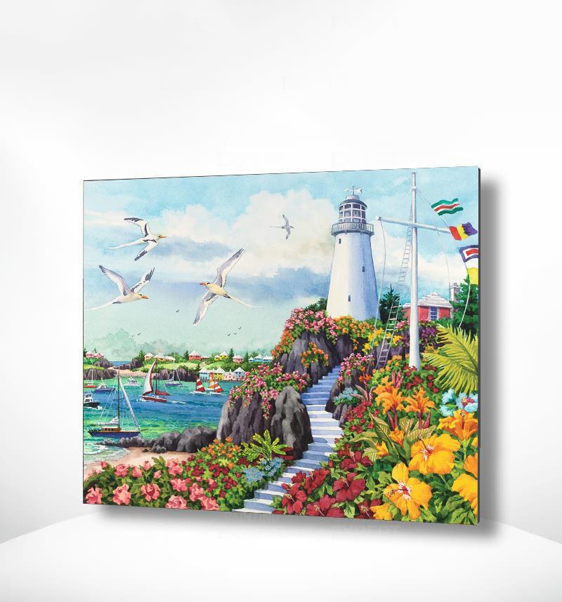 Malen nach Zahlen Leuchtturm mit Vögeln