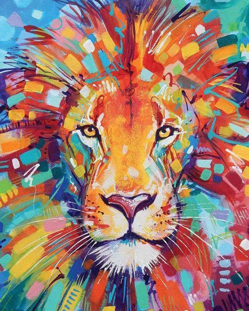 Malen nach Zahlen Lions Portrait Farbig