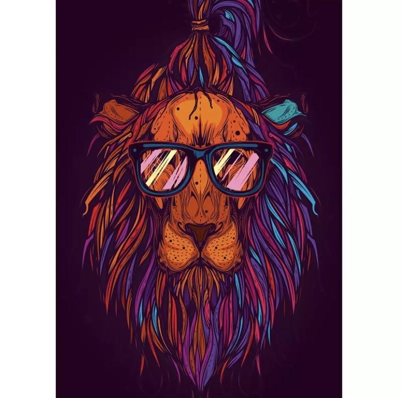 Malen nach Zahlen Löwe mit Sonnenbrille