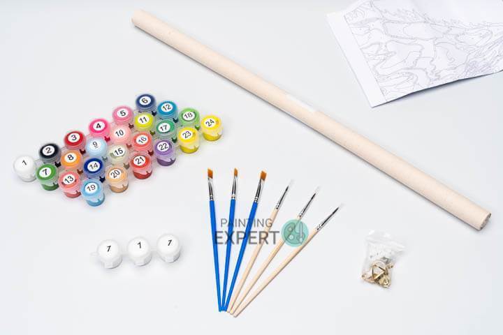 Malen nach Zahlen Löwe und Schmetterling auf Nase