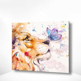 Malen nach Zahlen Löwe und Schmetterling auf Nase