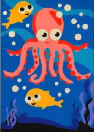Malen nach Zahlen Oktopus mit Fischen