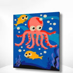 Malen nach Zahlen Oktopus mit Fischen