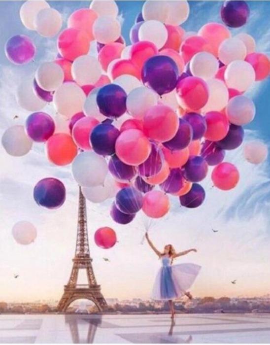 Malen nach Zahlen Paris mit Luftballons