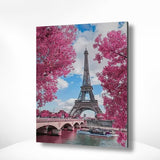 Malen nach Zahlen Paris mit rosa Bäumen