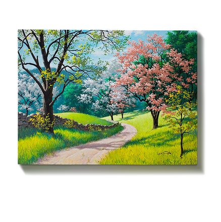 Malen nach Zahlen Park mit rosa Blumen