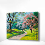 Malen nach Zahlen Park mit rosa Blumen