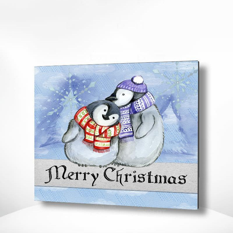 Malen nach Zahlen Pinguine Weihnachten