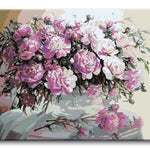 Malen nach Zahlen Rosa Blumen auf dem Tisch