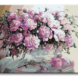 Malen nach Zahlen Rosa Blumen auf dem Tisch