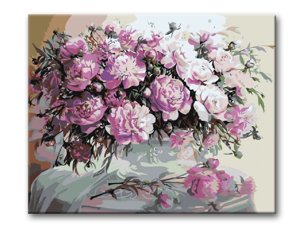 Malen nach Zahlen Rosa Blumen auf dem Tisch