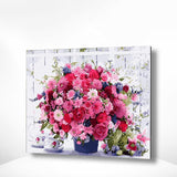 Malen nach Zahlen Rosa Blumen mit Kaffeetassen