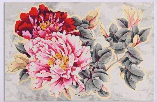 Malen nach Zahlen Rot und Rosa Blumen-Malen Nach Zahlen Experte