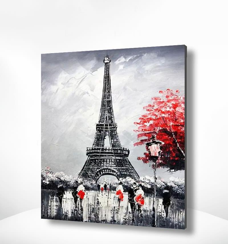 Malen nach Zahlen Schwarz und weiß Paris mit Blumen