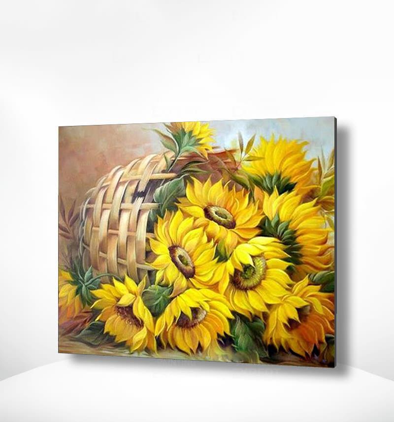 Malen nach Zahlen Sonnenblumen im Korb