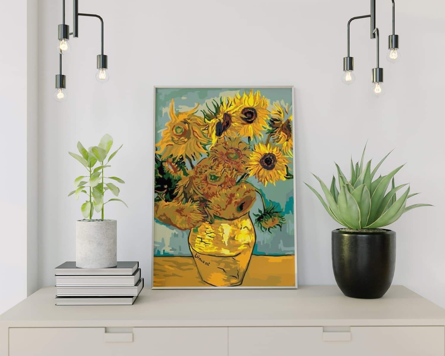 Malen nach Zahlen Sonnenblumen in einer Vase