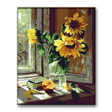 Malen nach Zahlen Sonnenblumen mit Apfel