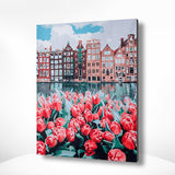 Malen nach Zahlen Stadt mit Blumen