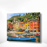 Malen nach Zahlen Stadt mit Boot