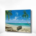 Malen nach Zahlen Strand mit Boot und Meer